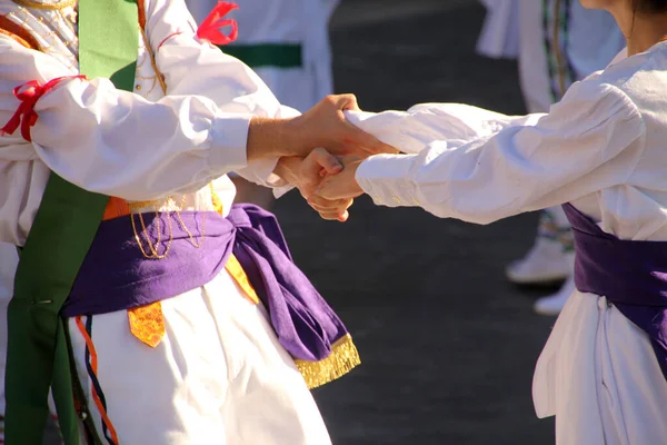 Exposition Danse Folklorique Basque Dans Festival Rue — Photo