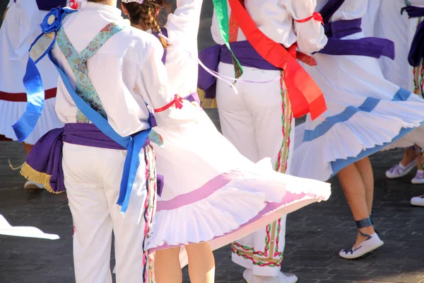 Basque Folk Dance Exhibition Street Festival — Stock Photo, Image