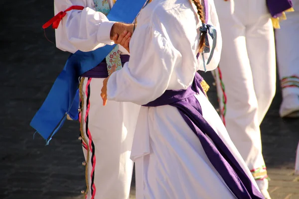 Exposition Danse Folklorique Basque Dans Festival Rue — Photo