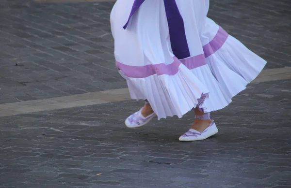 Exposition Danse Folklorique Basque Dans Festival Rue — Photo