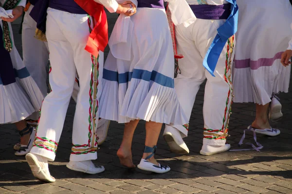 Baskische Volksdanstentoonstelling Een Straatfestival — Stockfoto