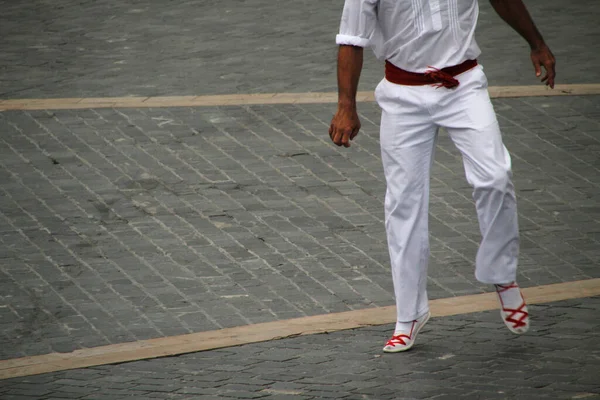 Exposition Danse Folklorique Basque Dans Festival Rue — Photo