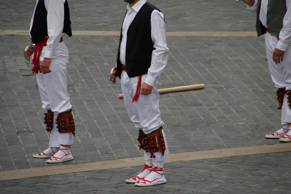 Baskisk Folkdansutställning Gatufestival — Stockfoto