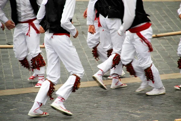 Выставка Баскских Народных Танцев Уличном Фестивале — стоковое фото