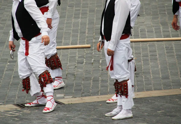 Exposition Danse Folklorique Basque Dans Festival Rue — Photo