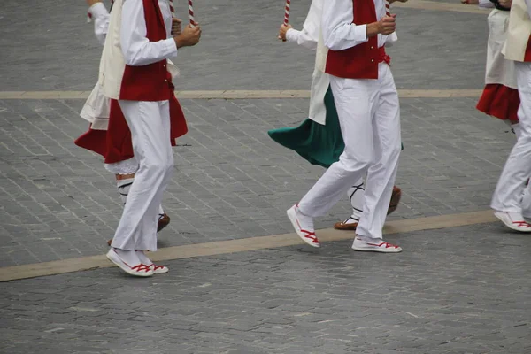 Basque folk dance exhibition in a street festival