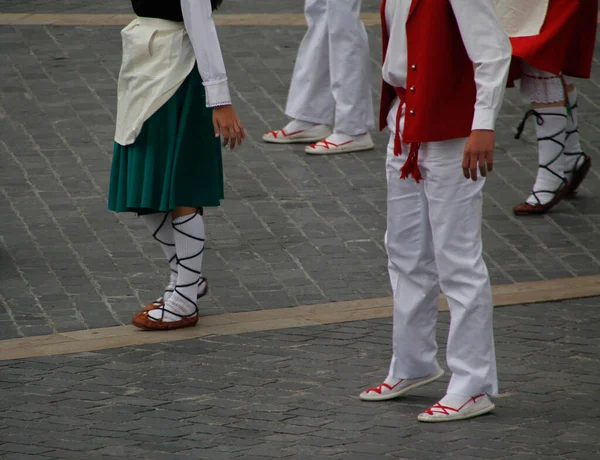 Exposition Danse Folklorique Basque Dans Festival Rue — Photo
