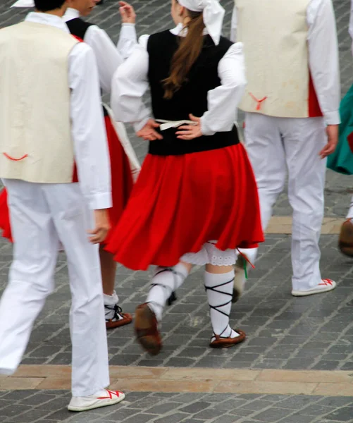 Baskický Tanec Pouličním Folkovém Festivalu — Stock fotografie