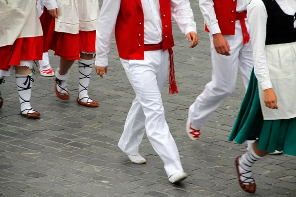 Baskische Dans Een Straatvolk Festival — Stockfoto
