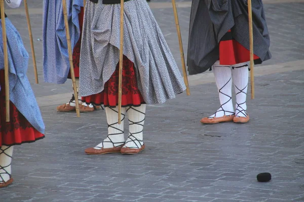 Dança Basca Num Festival Folclórico Rua — Fotografia de Stock