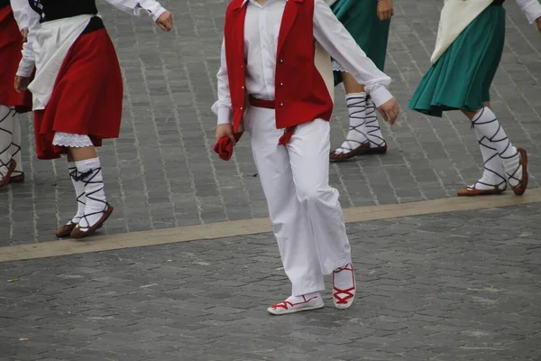 Baskische Dans Een Straatvolk Festival — Stockfoto