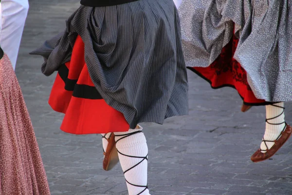 Basque Folk Dance Exhibition Street Festival — Stock Photo, Image