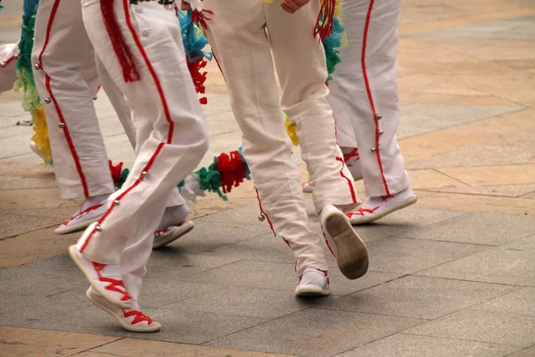 Dança Basca Num Festival Folclórico Rua — Fotografia de Stock