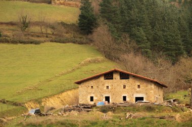 Typical Basque house in the countryside clipart