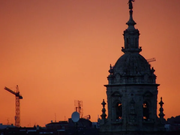 Silhouette Des Bâtiments Bilbao Dans Soirée — Photo