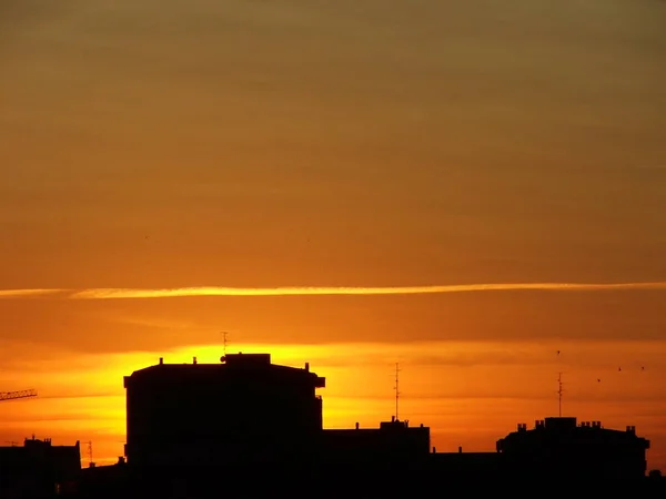 Silhouette Des Bâtiments Bilbao Dans Soirée — Photo