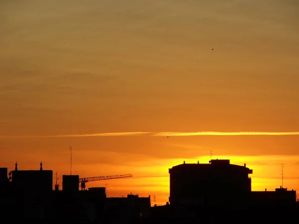 Silhueta Edifícios Bilbau Tarde — Fotografia de Stock