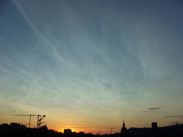 Silhouet Van Gebouwen Van Bilbao Avond — Stockfoto