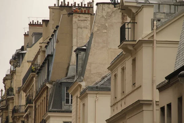 Fasad Klassisk Lägenhetskvarter Paris — Stockfoto