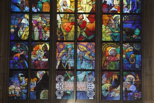 Vitus Cathedral Stained Glass — Stock Photo, Image