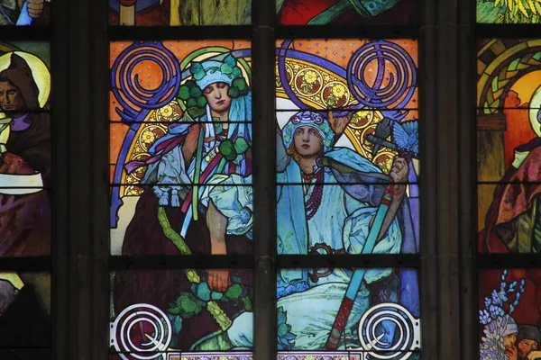 Vitus Katedralens Målade Glas — Stockfoto