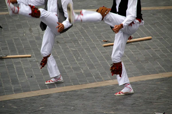 Bailarines Populares Vascos Calle — Foto de Stock