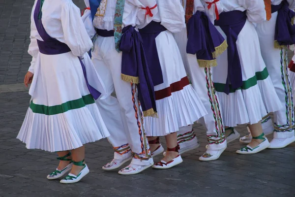 Basque Folk Dancers Street — Stock Photo, Image