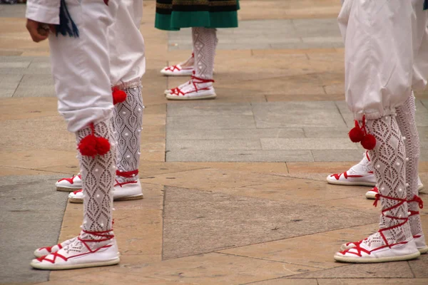 Dançarinos Folclóricos Bascos Rua — Fotografia de Stock