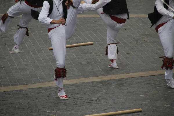 Baskický Lidový Tanečník Pouličním Festivalu — Stock fotografie