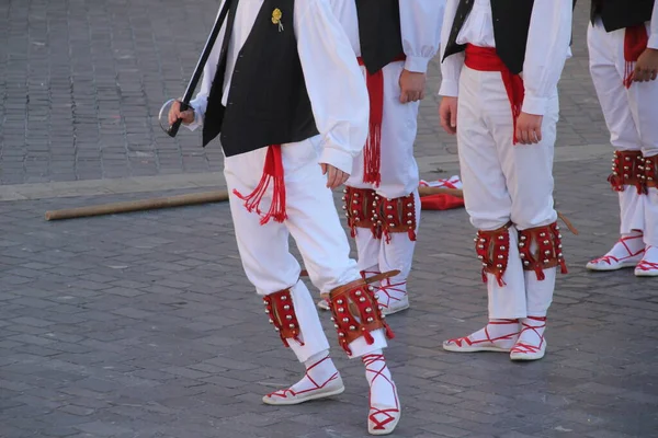 Baskische Volksdanser Een Straatfestival — Stockfoto