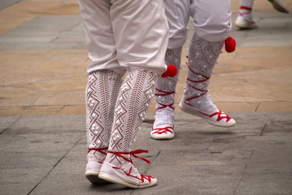 Baskische Volksdanser Een Straatfestival — Stockfoto