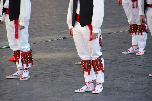 Baskische Volksdanser Een Straatfestival — Stockfoto