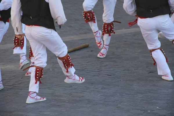 Geleneksel Bask Dansı Sokak Festivalinde — Stok fotoğraf