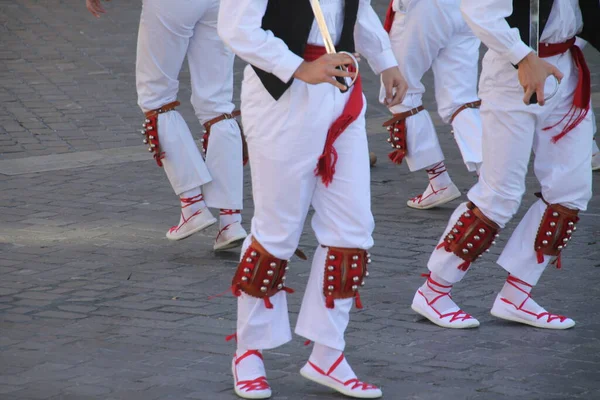 Tradycyjny Taniec Baskijski Festiwalu Ulicznym — Zdjęcie stockowe