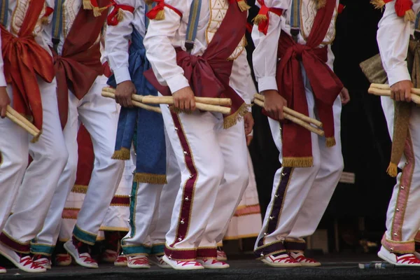 Traditional Basque dance in a street festival