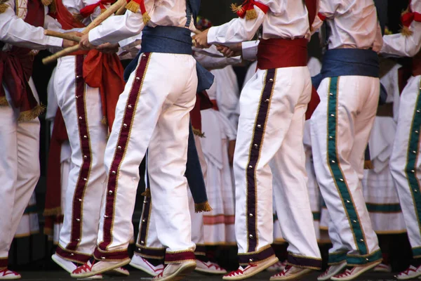 Danse Basque Traditionnelle Dans Festival Rue — Photo