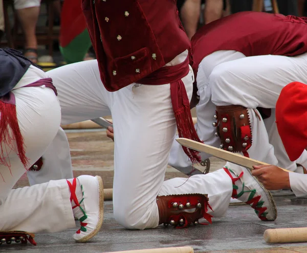Tradiční Baskický Tanec Pouličním Festivalu — Stock fotografie