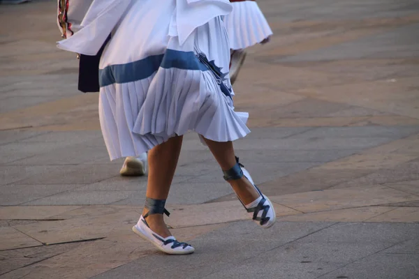 Traditionele Baskische Dans Een Straatfestival — Stockfoto