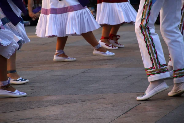 Traditionele Baskische Dans Een Straatfestival — Stockfoto