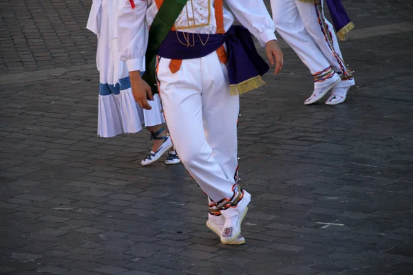 Traditioneller Baskischer Tanz Auf Einem Straßenfest — Stockfoto