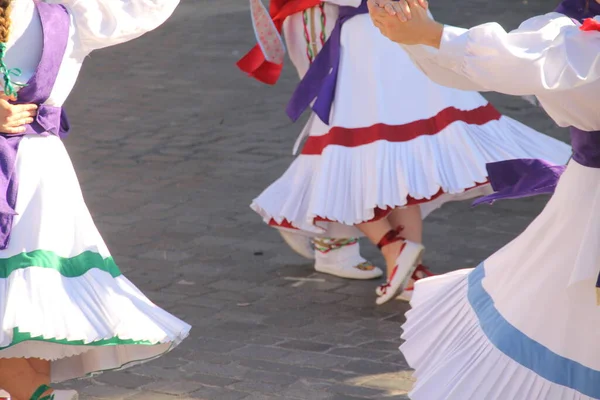 Traditionele Baskische Dans Een Straatfestival — Stockfoto