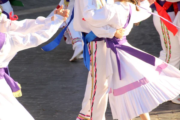 Traditioneller Baskischer Tanz Auf Einem Straßenfest — Stockfoto