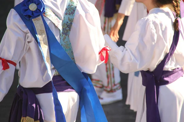 Danse Basque Traditionnelle Dans Festival Rue — Photo