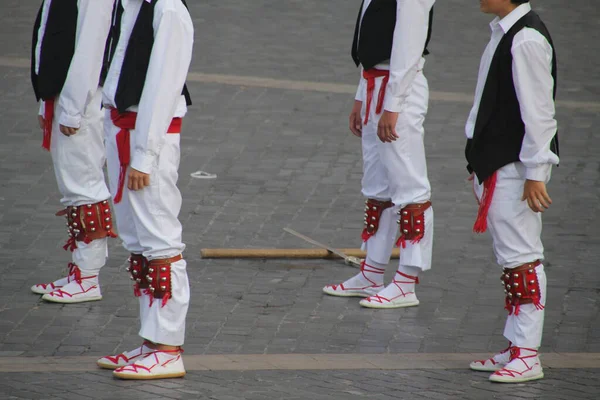 Danse Basque Traditionnelle Dans Festival Rue — Photo