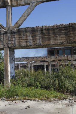 Harabelerde terk edilmiş bir fabrikanın manzarası