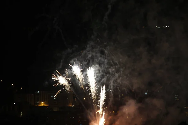 Exposición Fuegos Artificiales Por Noche —  Fotos de Stock