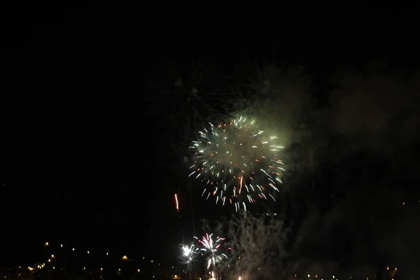 Exposición Fuegos Artificiales Por Noche — Foto de Stock