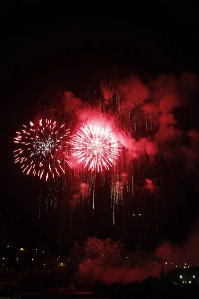 Exposição Fogos Artifício Noite — Fotografia de Stock