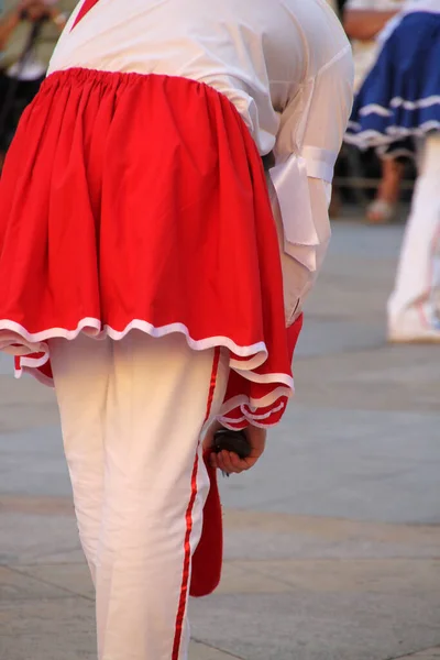 Dança Basca Tradicional Festival Folclórico — Fotografia de Stock