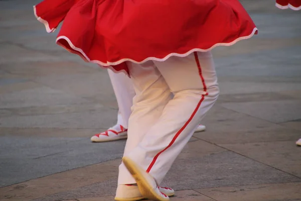 Dança Basca Tradicional Festival Folclórico — Fotografia de Stock